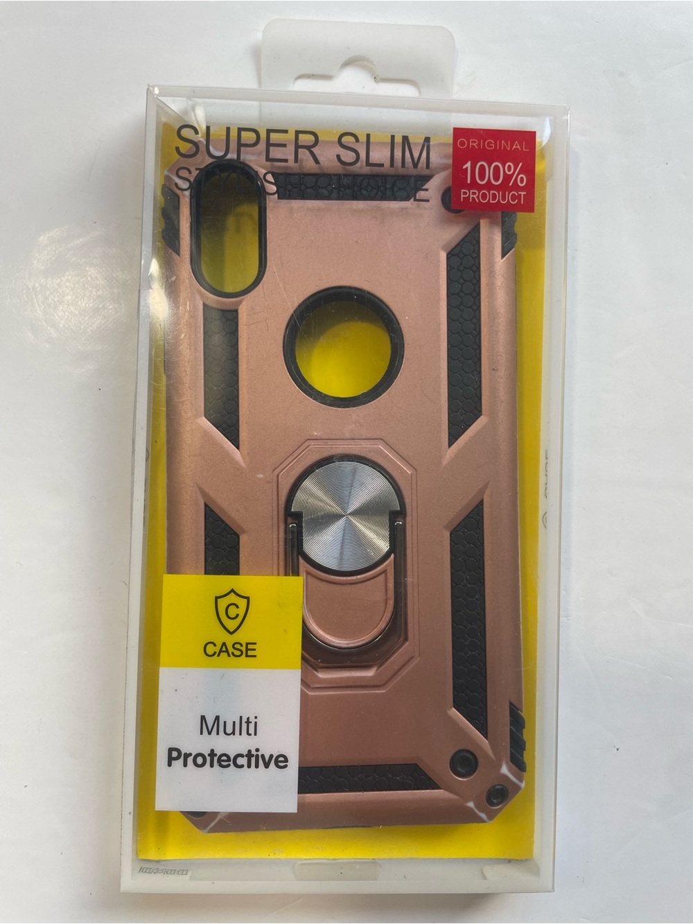 Caka iPhone XR Rugged Case Rose Gold Heavy Duty Shockproof Kickstand Ring